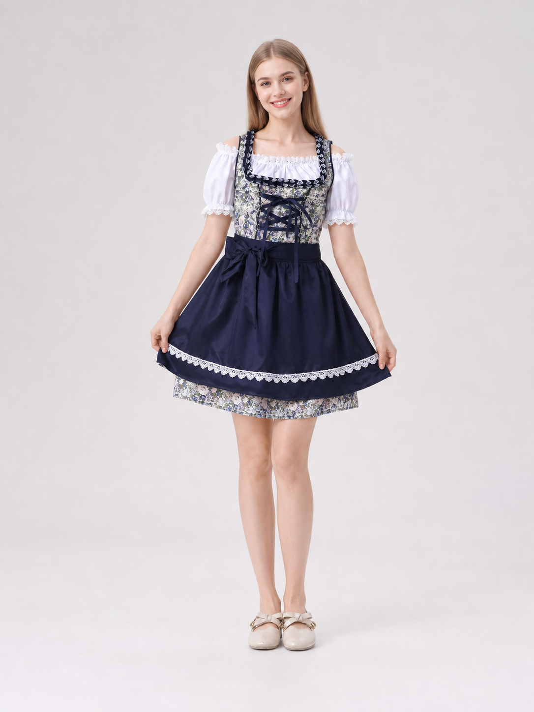 Folk Dress in Bavarian Style with Apron