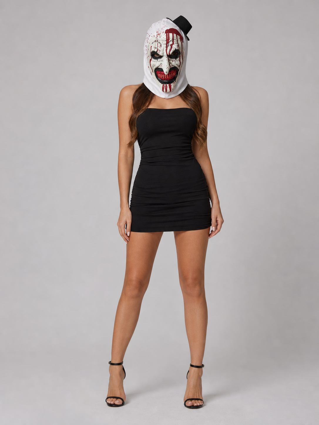 Hooded Clown Mask, Bloody Halloween Makeup