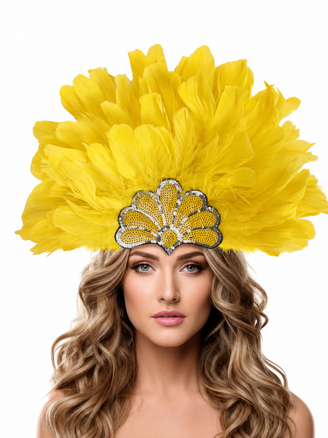 Carnival Headpiece with Yellow Feathers