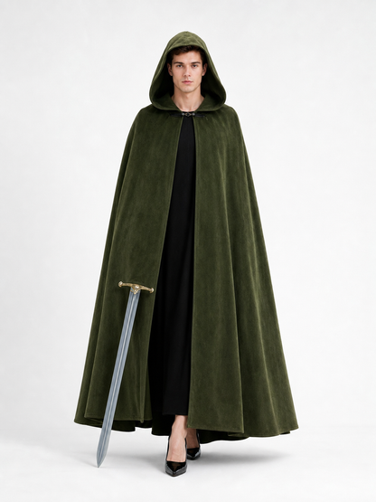 Long Green Hooded Costume Cloak