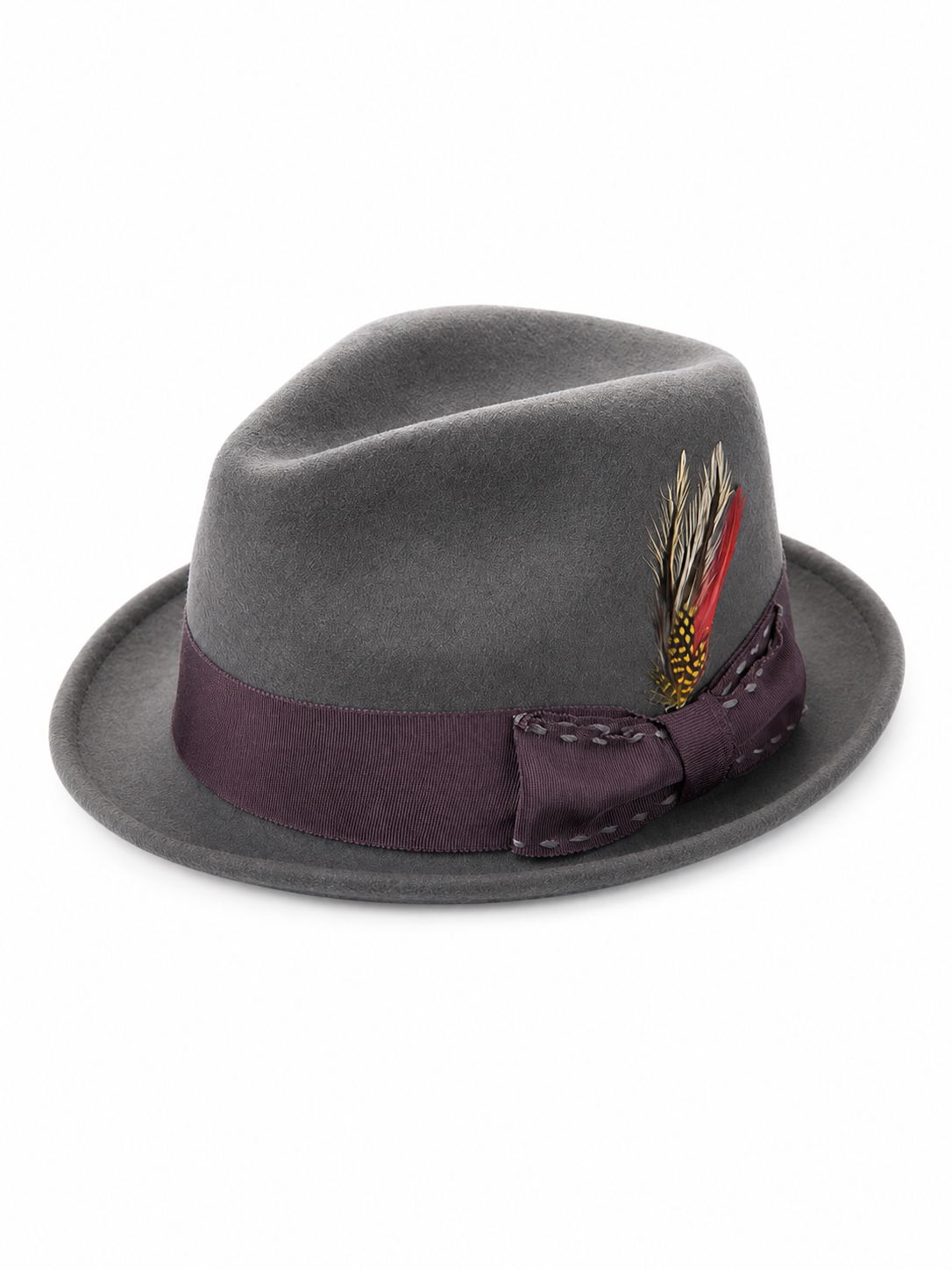Carnival Fedora Hat with Feathers for Masquerade