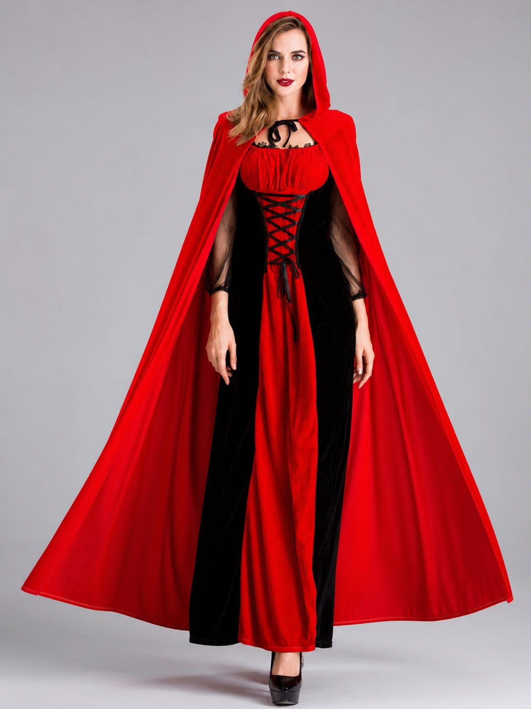 Vampire Costume with Dress and Hood for Halloween