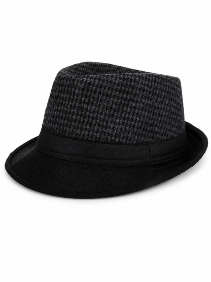 Men's Carnival Fedora Hat with Plaid Crown