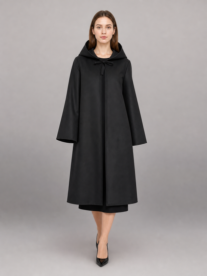 Black Hooded Carnival Cloak, Medieval Style