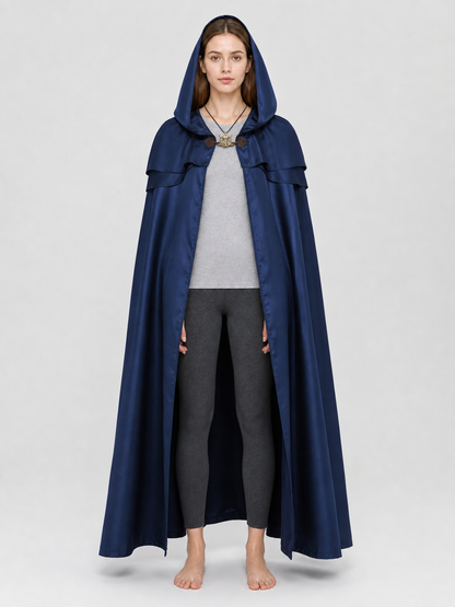Viking Hooded Cape Cloak, Dark Blue