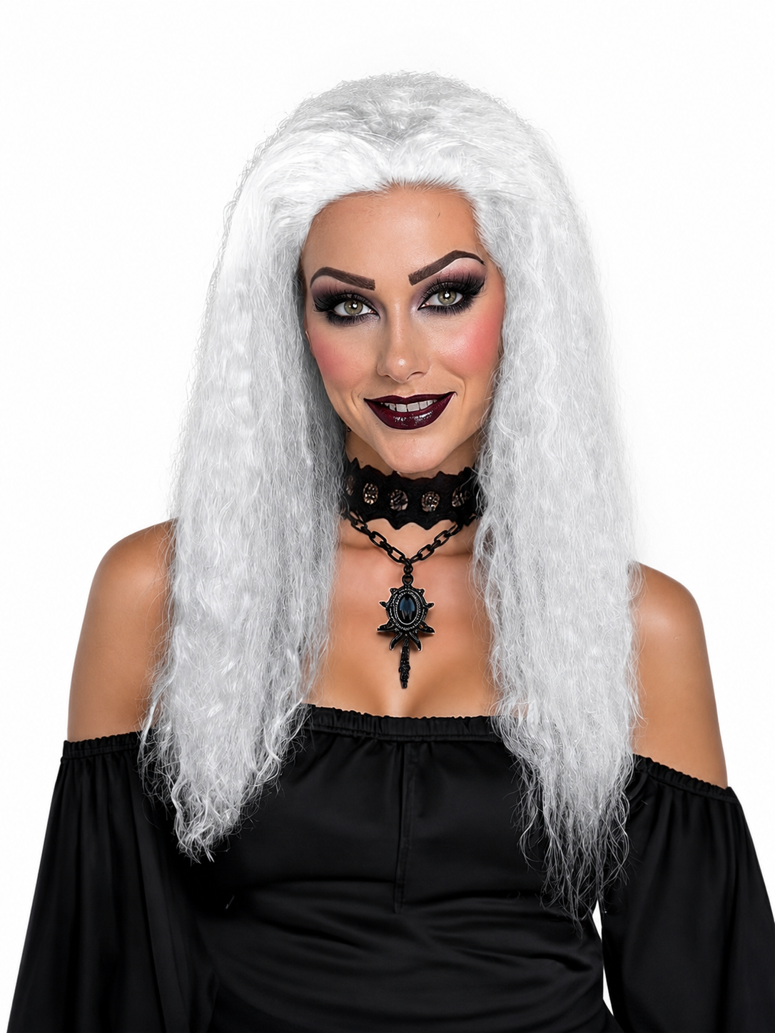 Long White Wavy Wig for Halloween