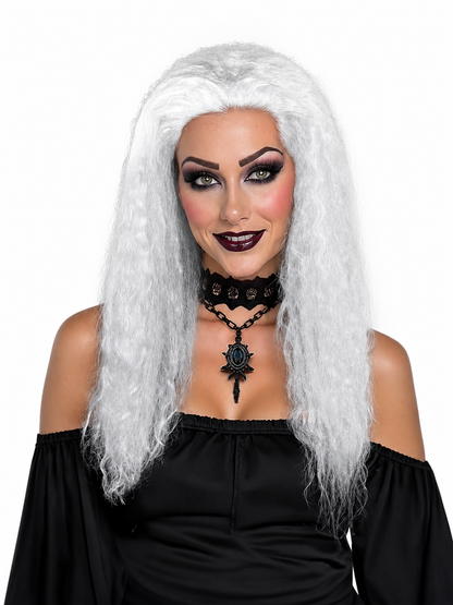 Long White Wavy Wig for Halloween