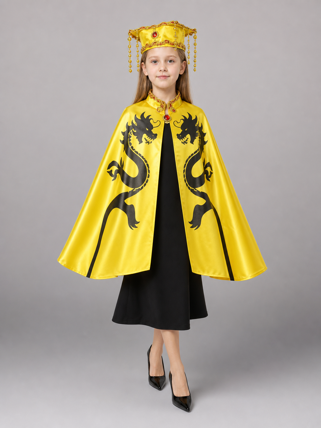 Yellow Costume Cape with Dragon Hat