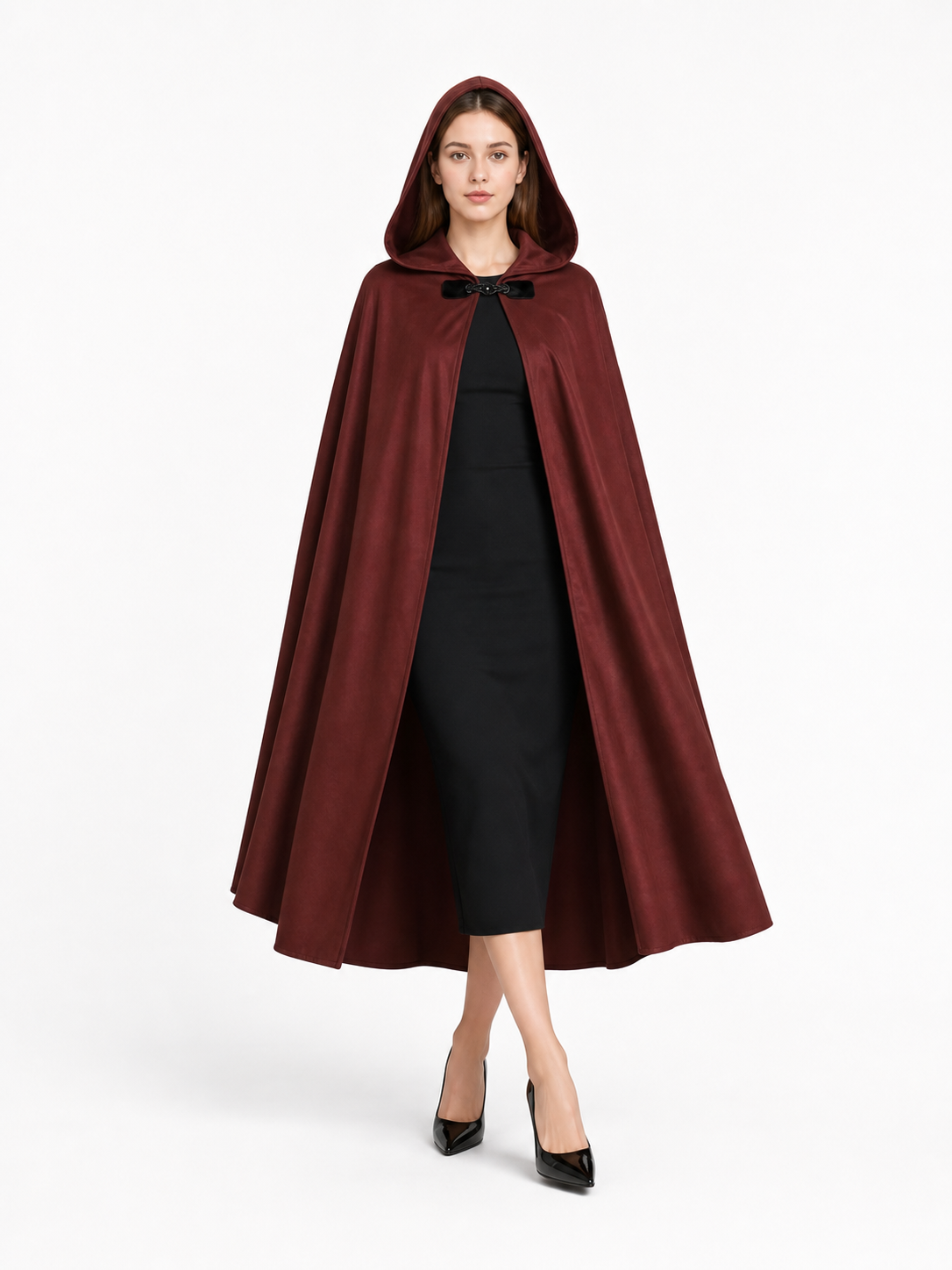 Burgundy Hooded Carnival Cloak for Cosplay
