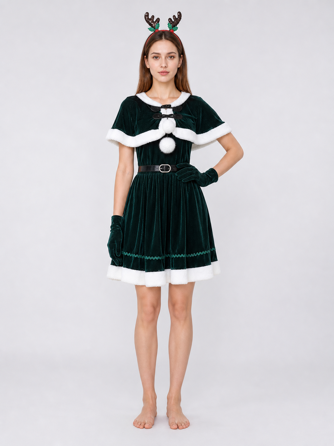 Reindeer Costume: dress, cape, and accessories