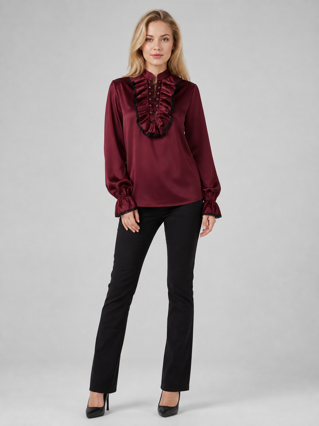 Cosplay Shirt with Jabot and High Collar