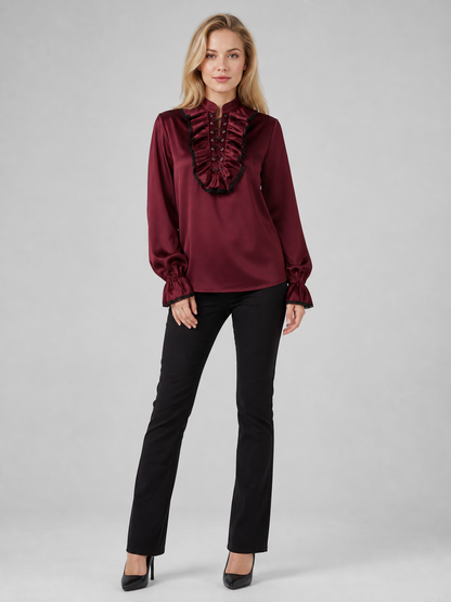 Cosplay Shirt with Jabot and High Collar