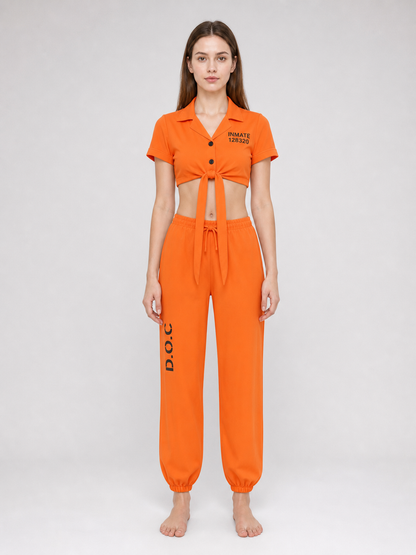 Prisoner Cosplay Costume: Top, Pants, Handcuffs