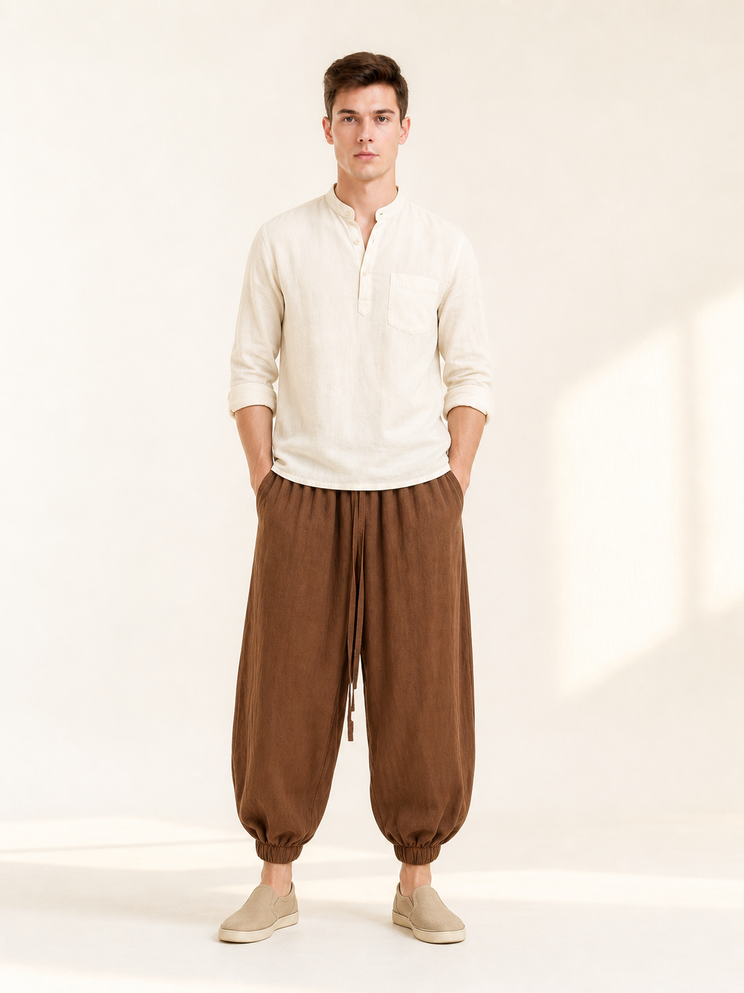 Men's brown cropped jogger pants