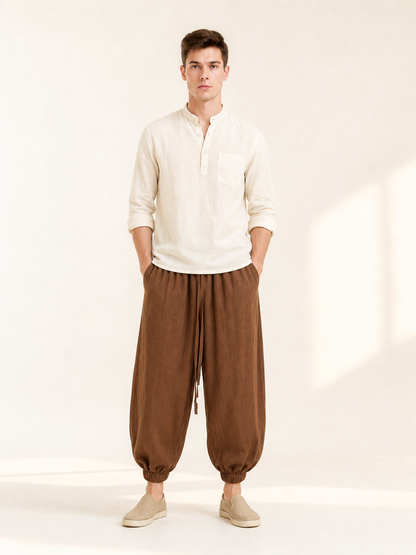 Men's brown cropped jogger pants
