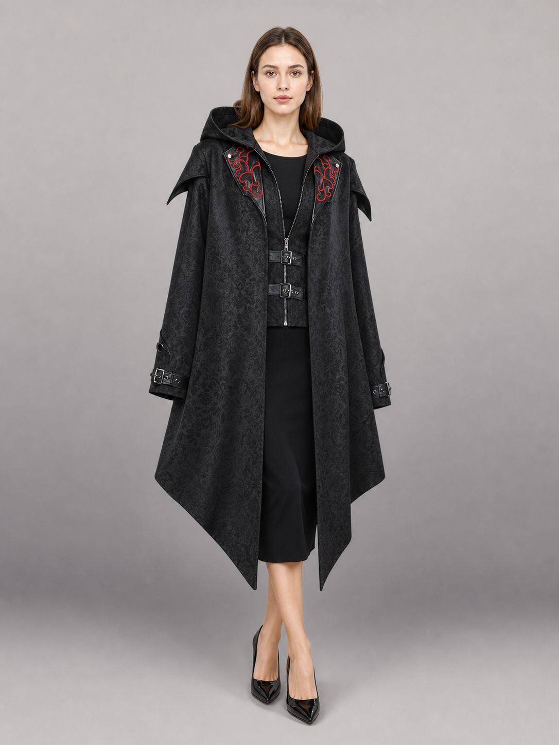 Black Gothic Hooded Carnival Cloak