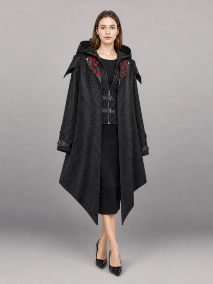 Black Gothic Hooded Carnival Cloak