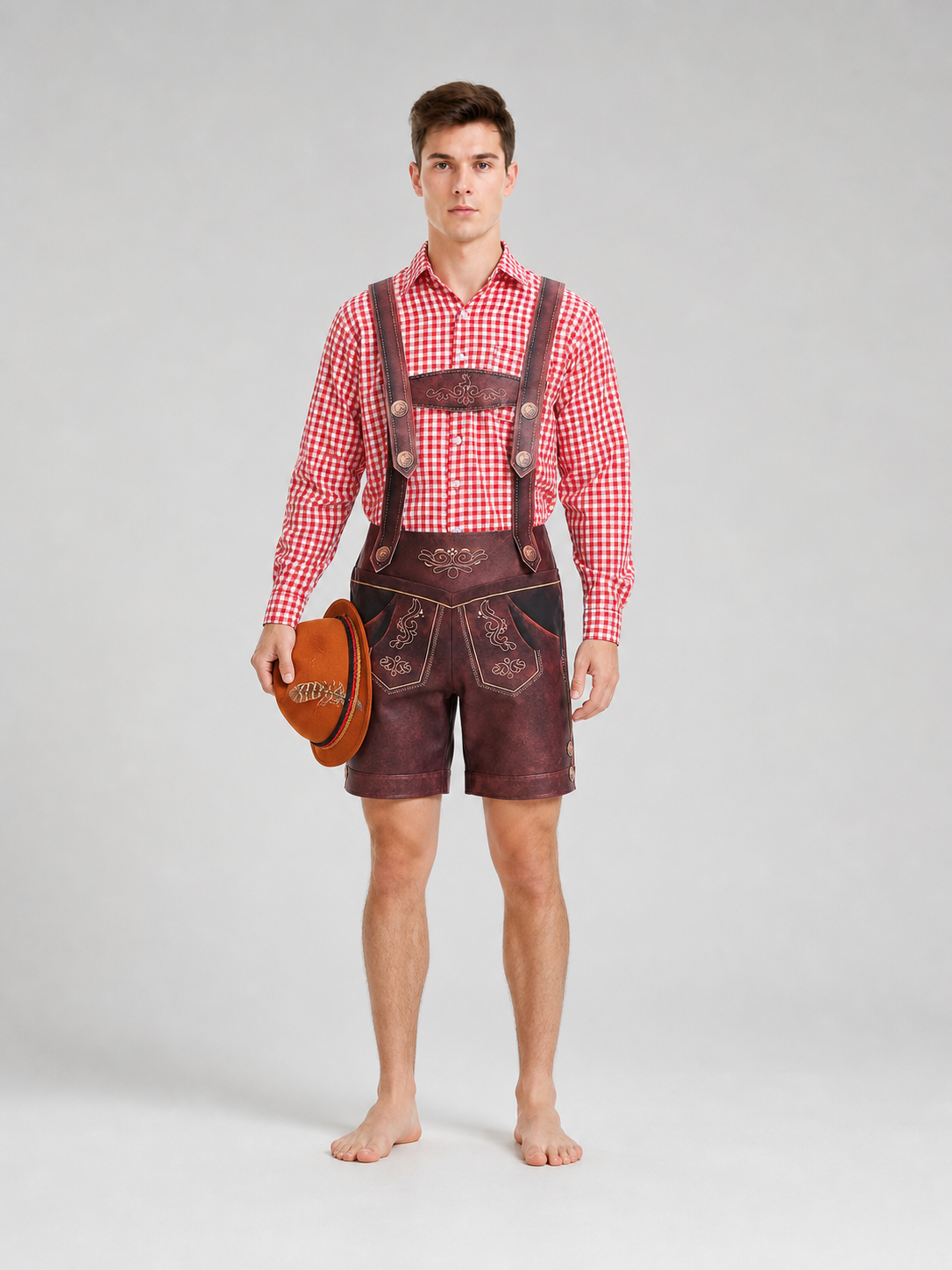Red and White Checkered Shirt for Oktoberfest