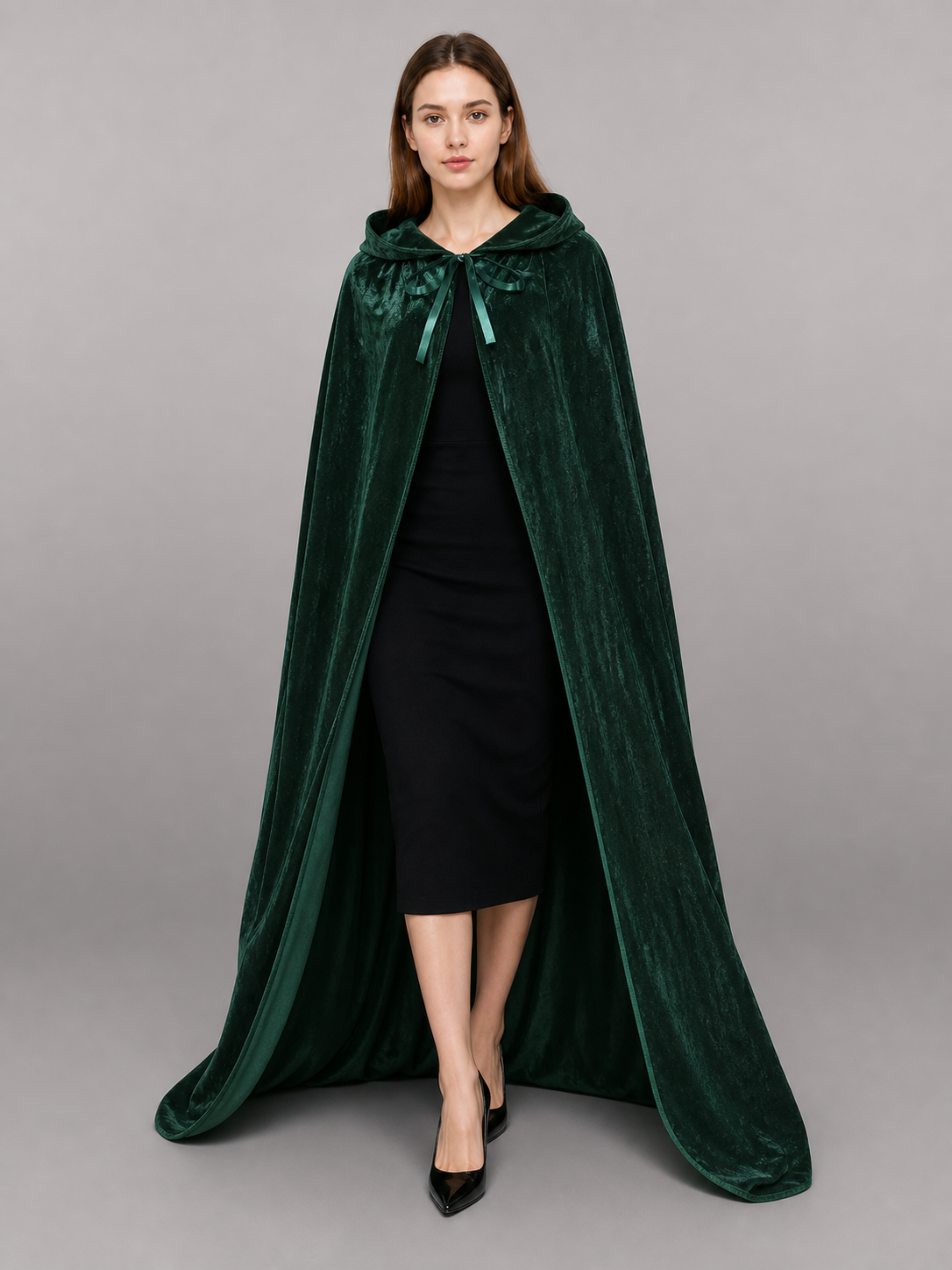 Green Gothic Carnival Cloak with Hood