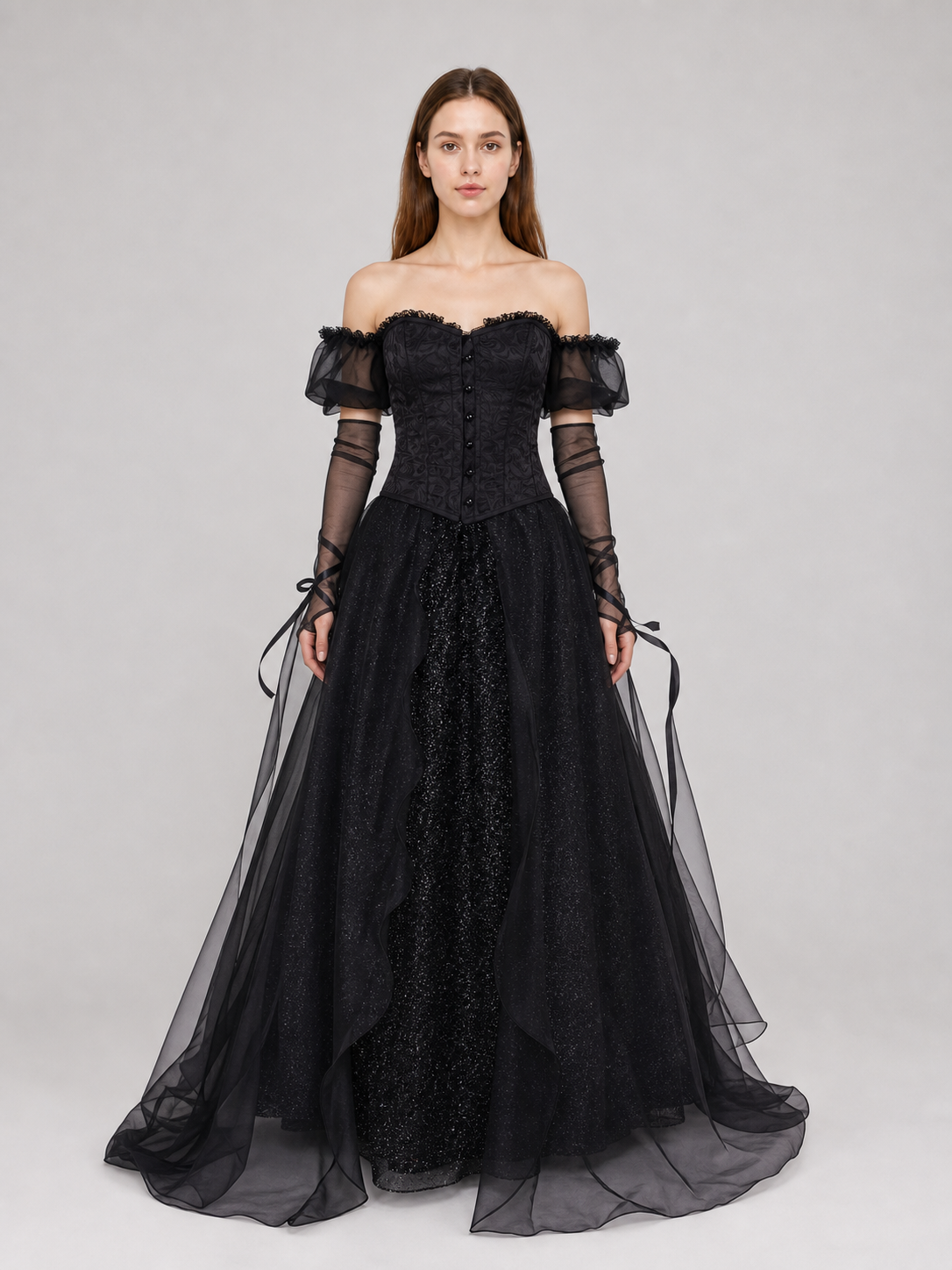 Gothic Black Cosplay Dress with Belt