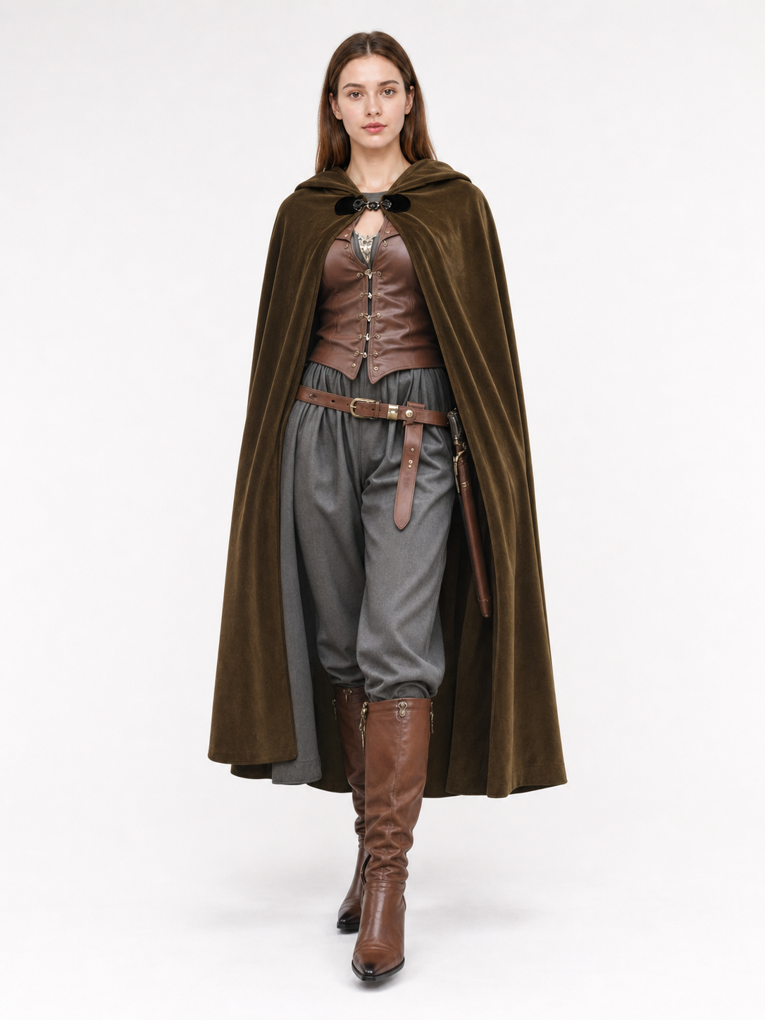Brown Hooded Costume Cape