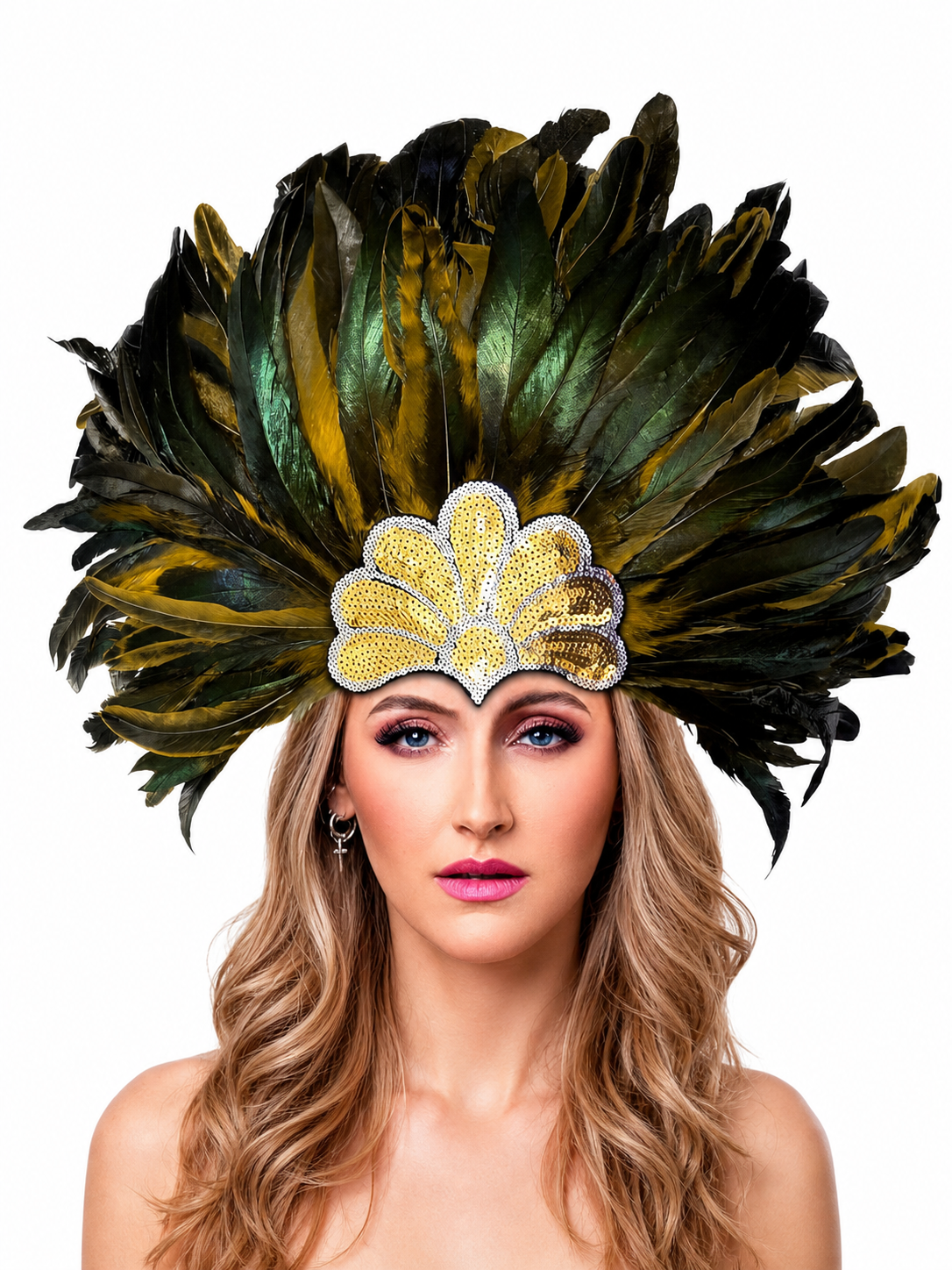 Carnival Feather and Sequin Headpiece