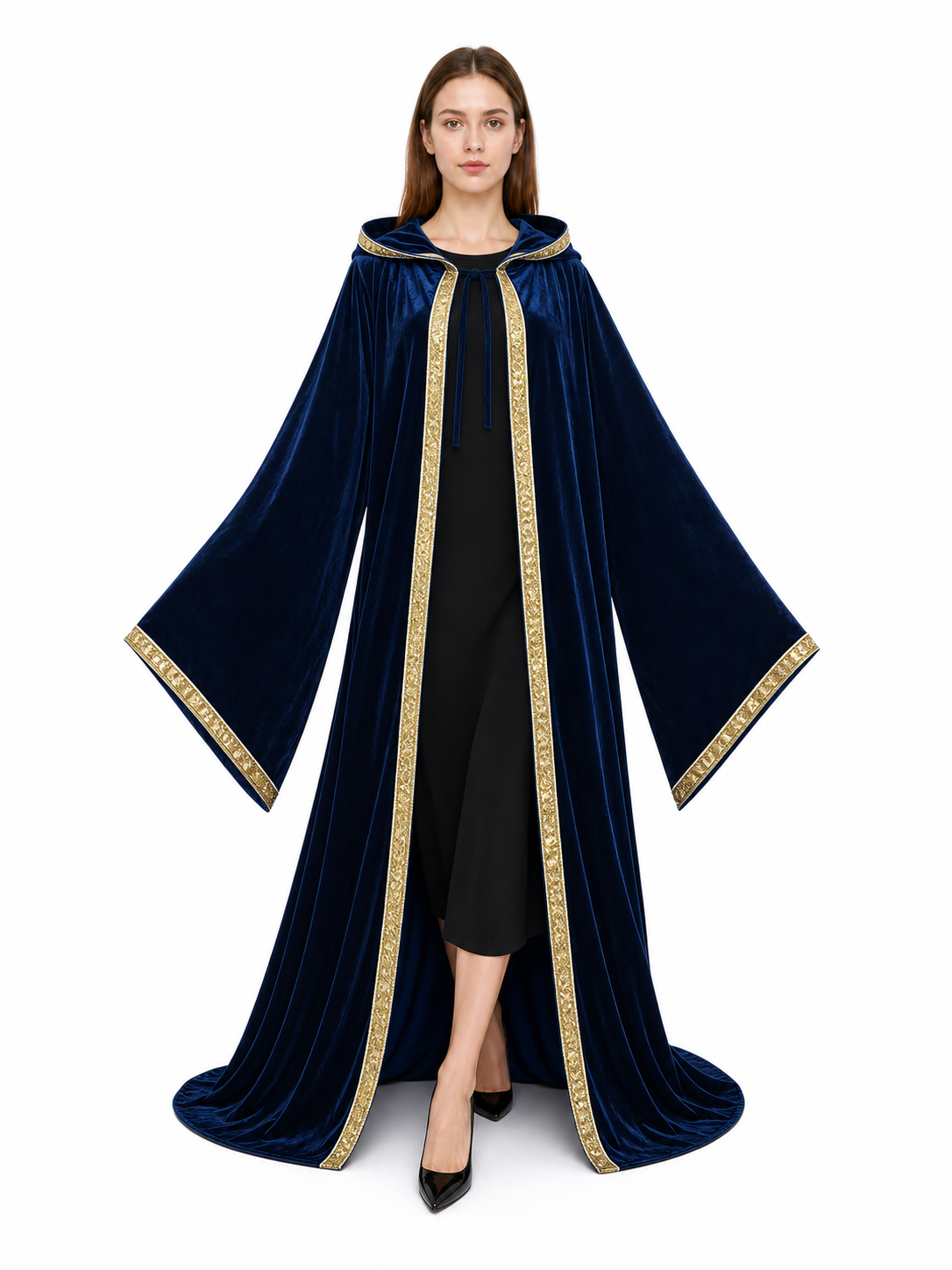 Dark Blue Hooded Carnival Cloak