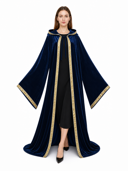 Dark Blue Hooded Carnival Cloak