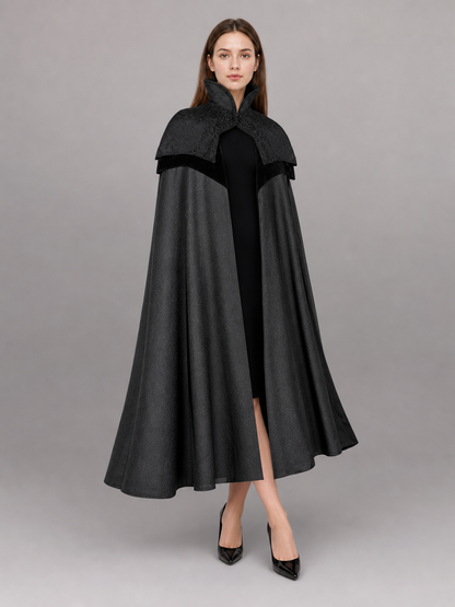 Black Hooded Fantasy Costume Cloak