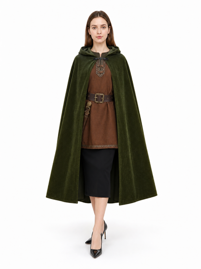 Dark Green Hooded Carnival Cloak