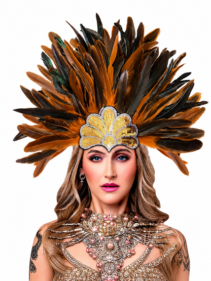 Carnival Headpiece with Orange Feathers