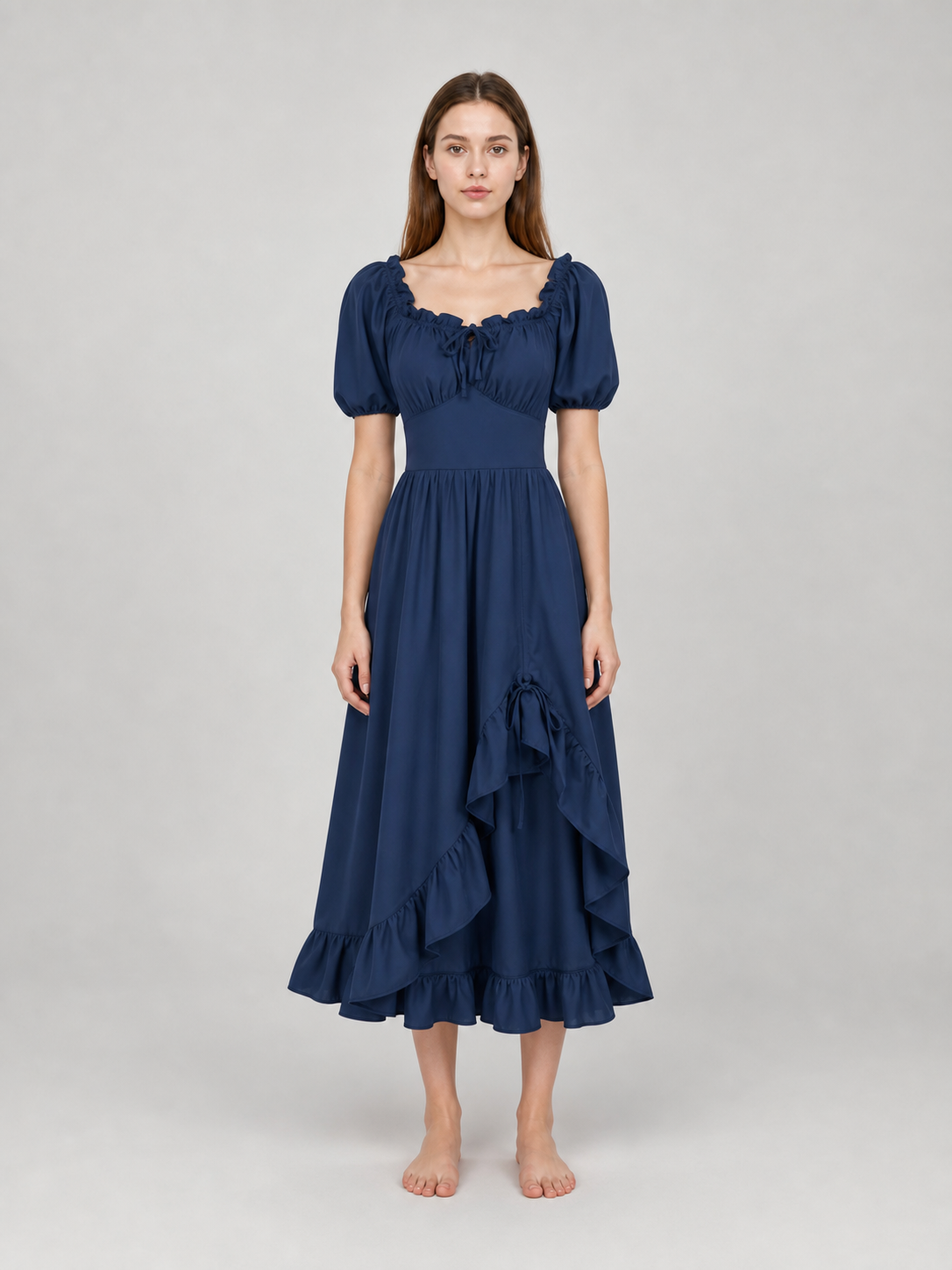 Vintage-style ruffled maxi dress