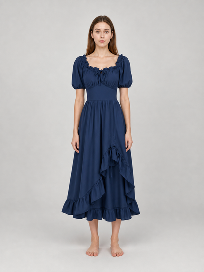 Vintage-style ruffled maxi dress