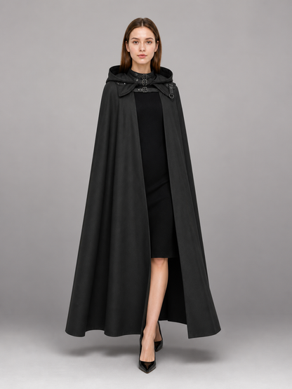 Black Medieval Hooded Costume Cape