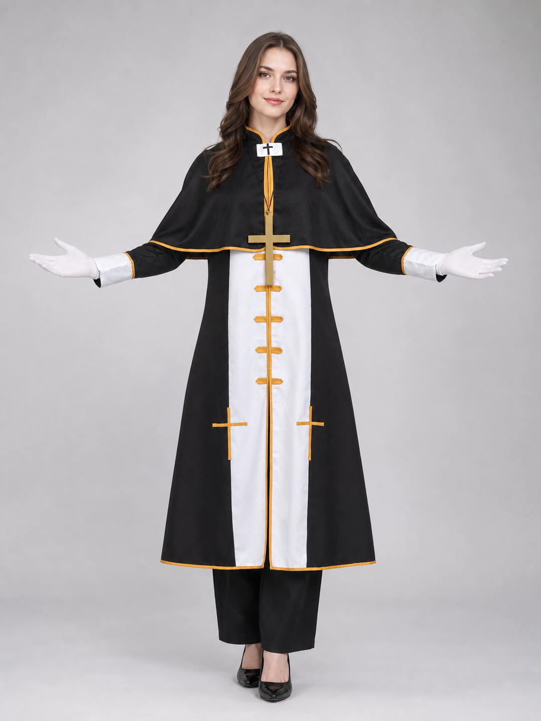 Ritual Robe with Cross, Black and White, Cosplay