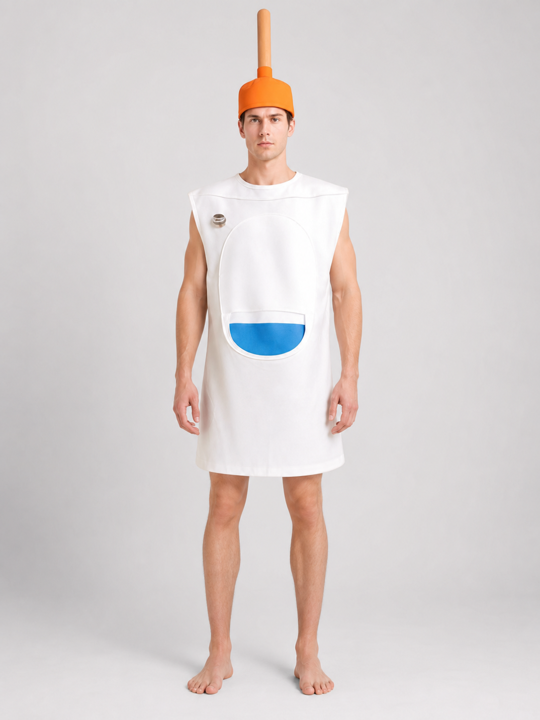 Halloween Toilet Costume with Orange Hat