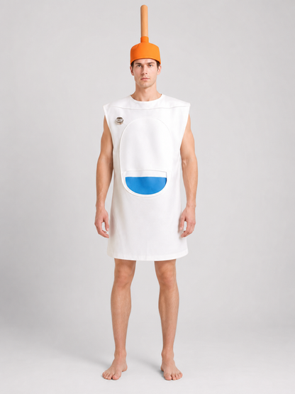 Halloween Toilet Costume with Orange Hat