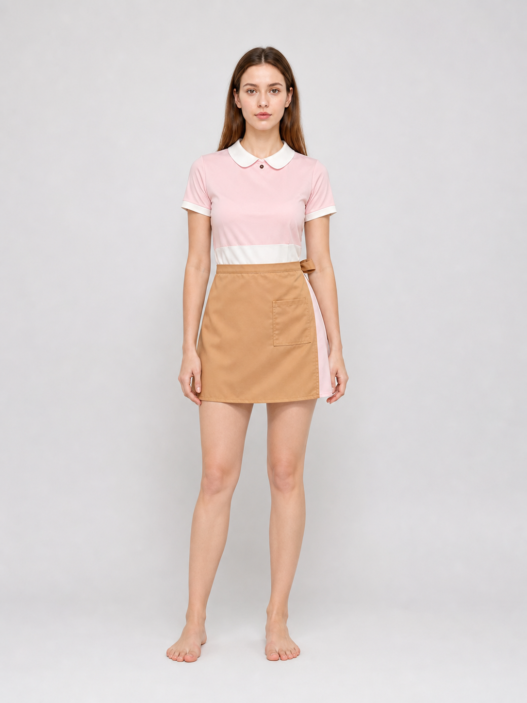 Short Pink Dress with Apron, Cute Style
