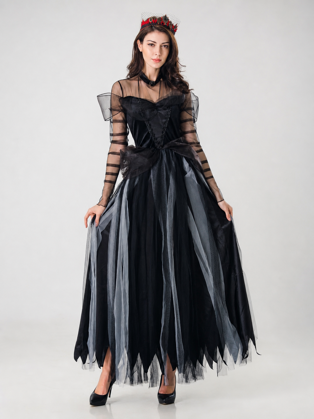 Gothic Witch Costume Dress with Full Skirt