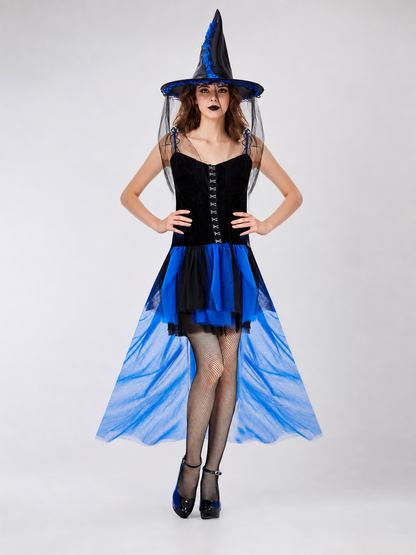 Halloween witch costume with hat and veil