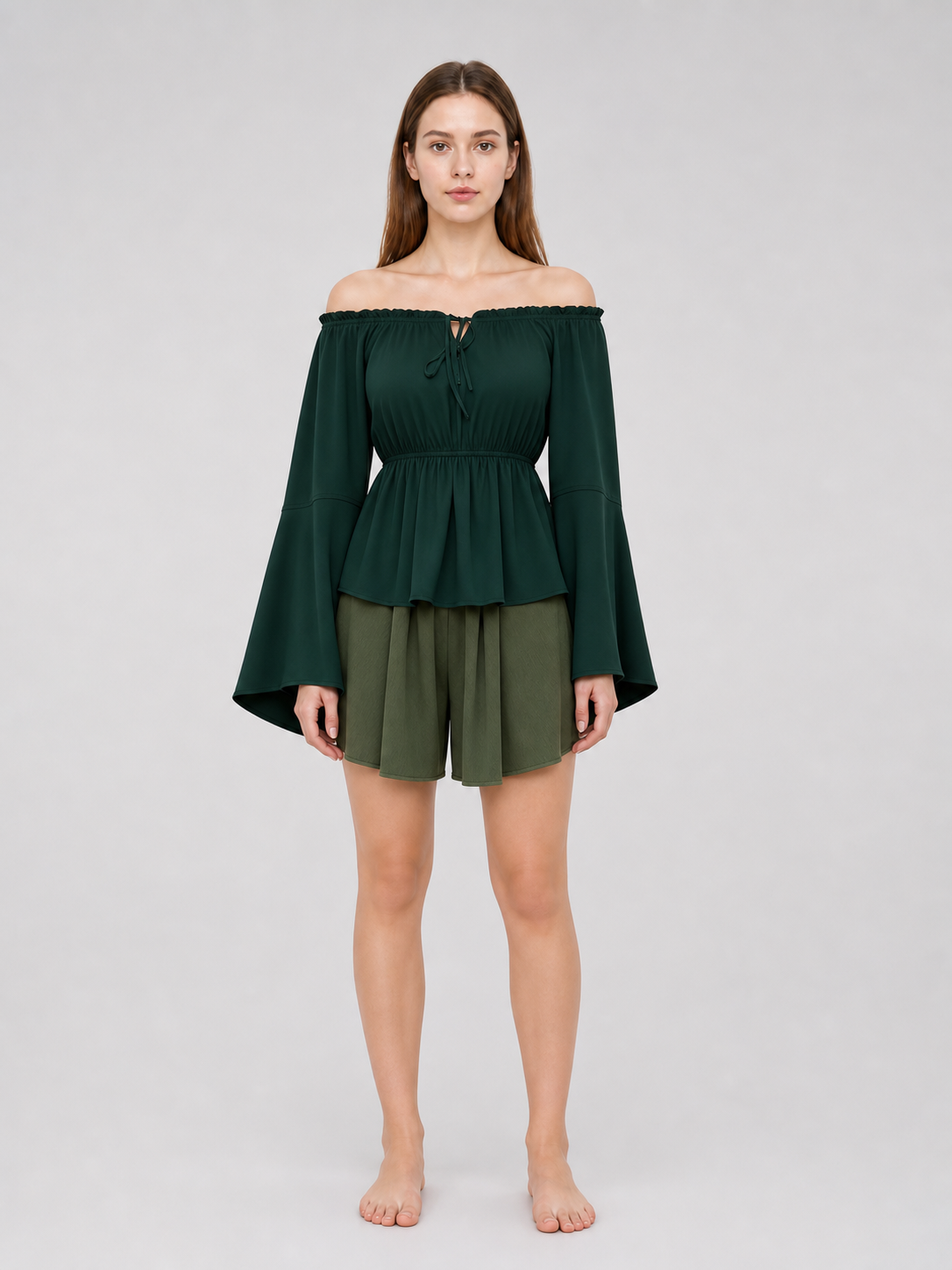 Off-the-Shoulder Blouse with Long Sleeves