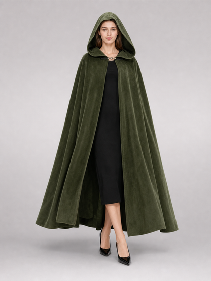 Long Green Hooded Costume Cloak
