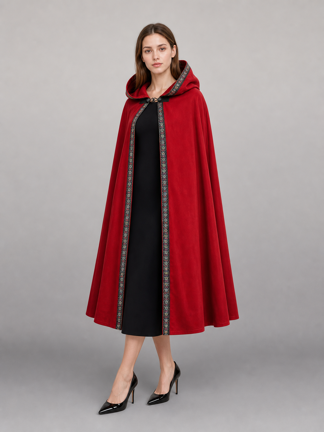 Red Hooded Carnival Cloak for Cosplay