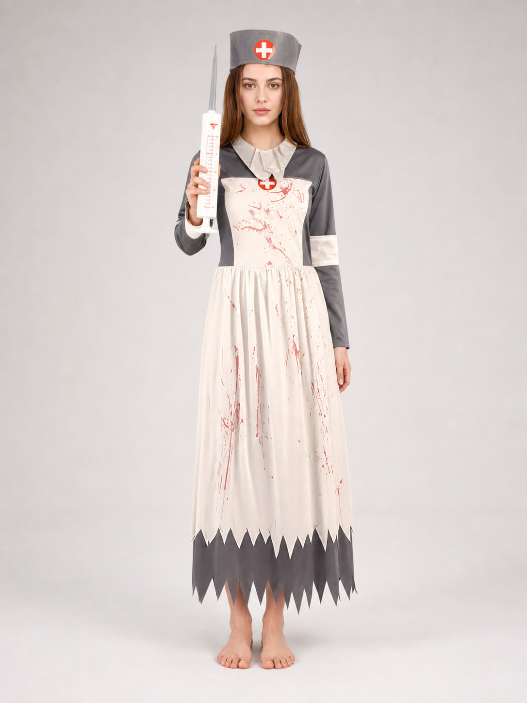 Halloween Horror Costume with Cap and Syringe