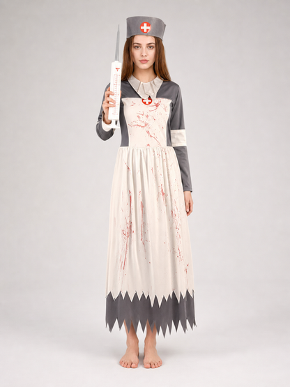 Halloween Horror Costume with Cap and Syringe