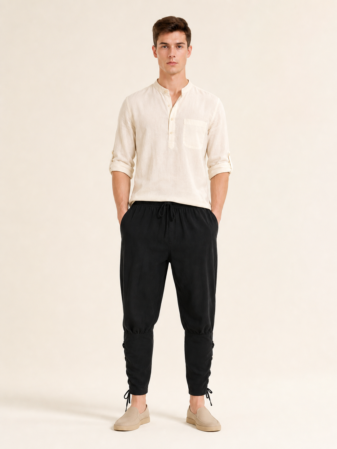 Men’s jogger pants with cuffs and drawstring