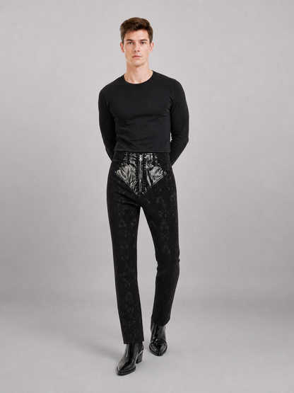 Black high-rise pants with a slim cut