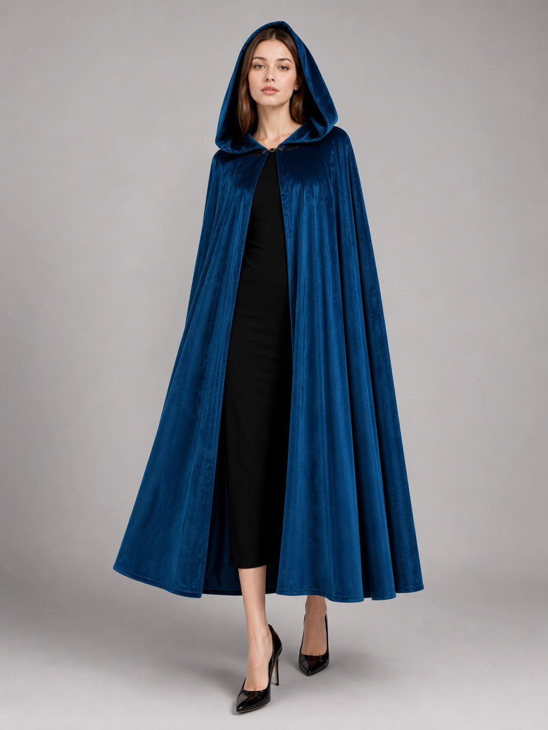 Blue Medieval Hooded Costume Cloak