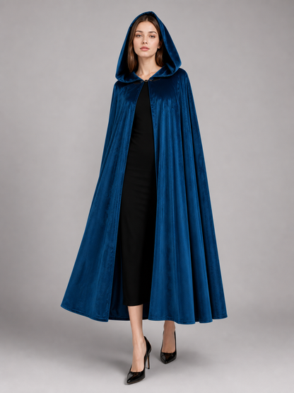 Blue Medieval Hooded Costume Cloak