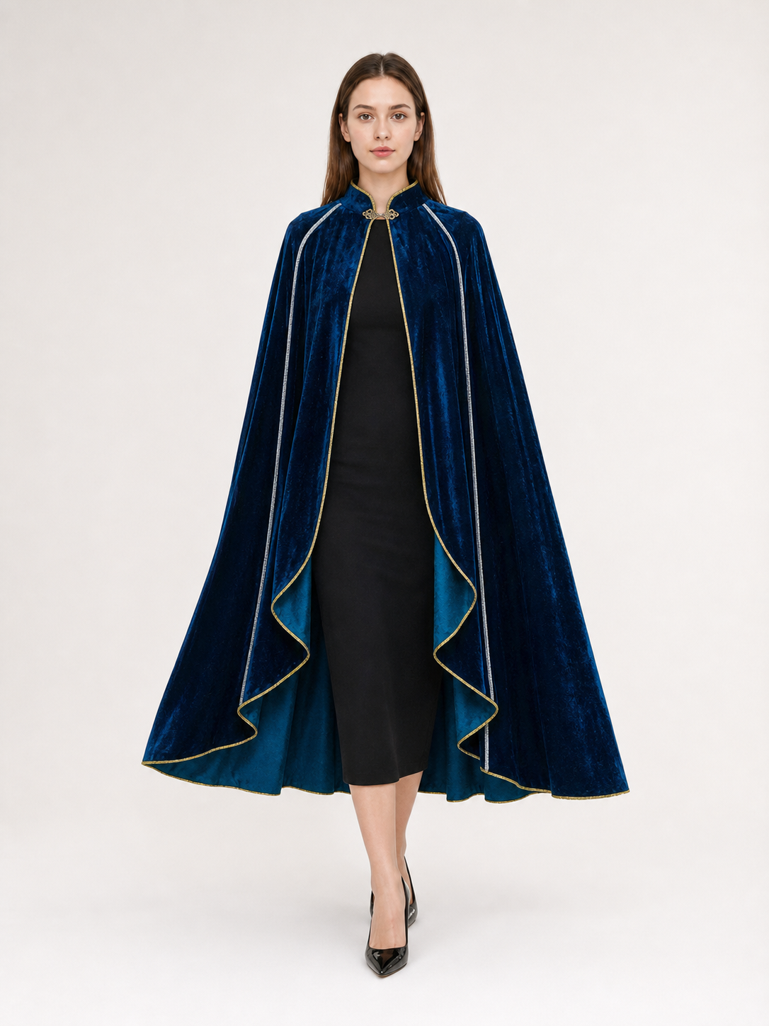 Dark Blue Hooded Costume Cape